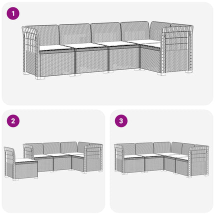 5-personers Havemøbel Sofa med Hynder Rattan Look PP Antracit