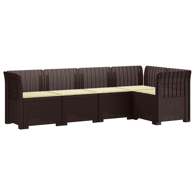 5-personers Havemøbel Sofa med Hynder Rattan Look PP Brun