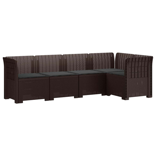 5-personers Havemøbel Sofa med Hynder Rattan Look PP Brun