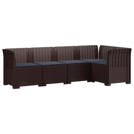 5-personers Havemøbel Sofa med Hynder Rattan Look PP Brun