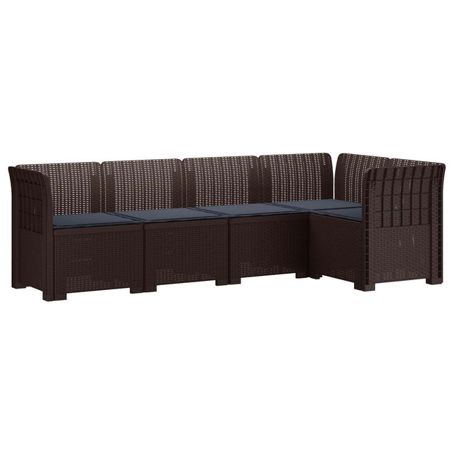 5-personers Havemøbel Sofa med Hynder Rattan Look PP Brun