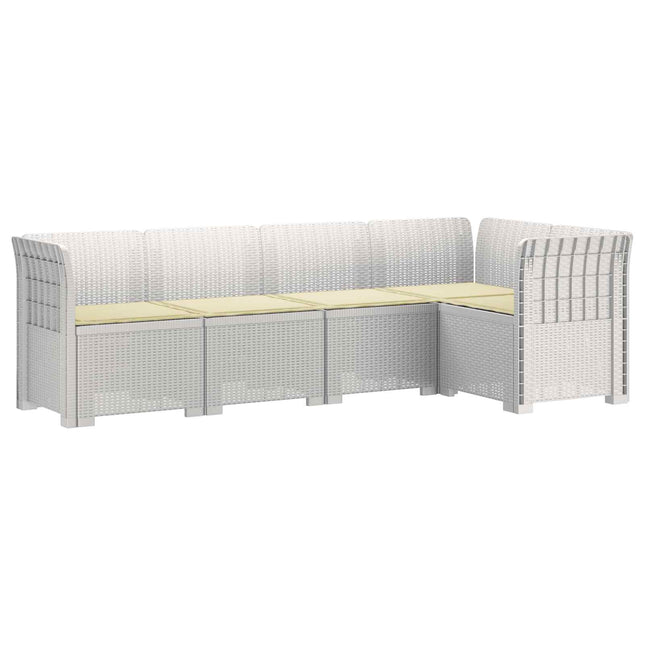 5-personers Havemøbel Sofa med Hynder Rattan Look PP Hvid