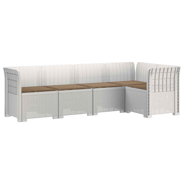 5-personers Havemøbel Sofa med Hynder Rattan Look PP Hvid