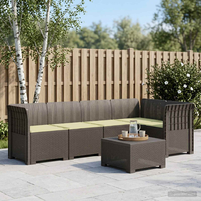 5-personers Havemøbel Sofa med Hynder Rattan Look PP Lysegrå