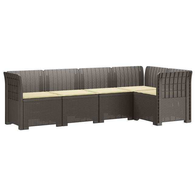 5-personers Havemøbel Sofa med Hynder Rattan Look PP Lysegrå
