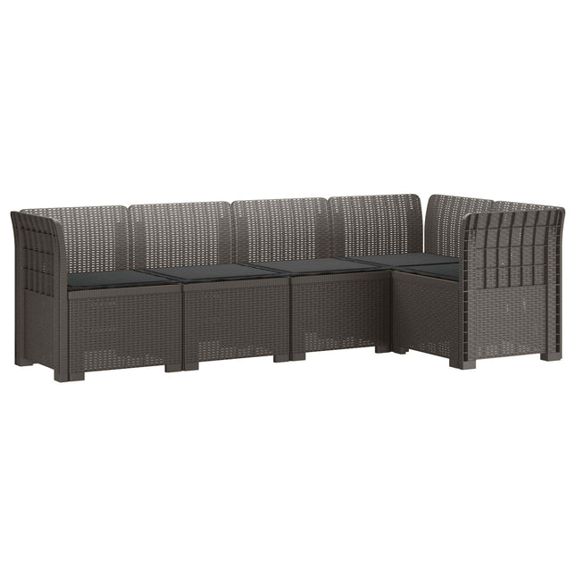 5-personers Havemøbel Sofa med Hynder Rattan Look PP Lysegrå