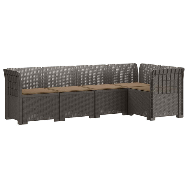 5-personers Havemøbel Sofa med Hynder Rattan Look PP Lysegrå