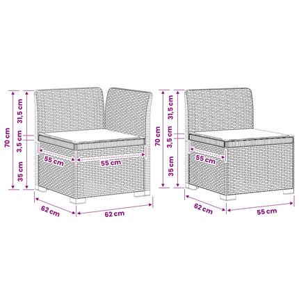 5-personers Havemøbel Sofa med Hynder Rattan Look PP Lysegrå