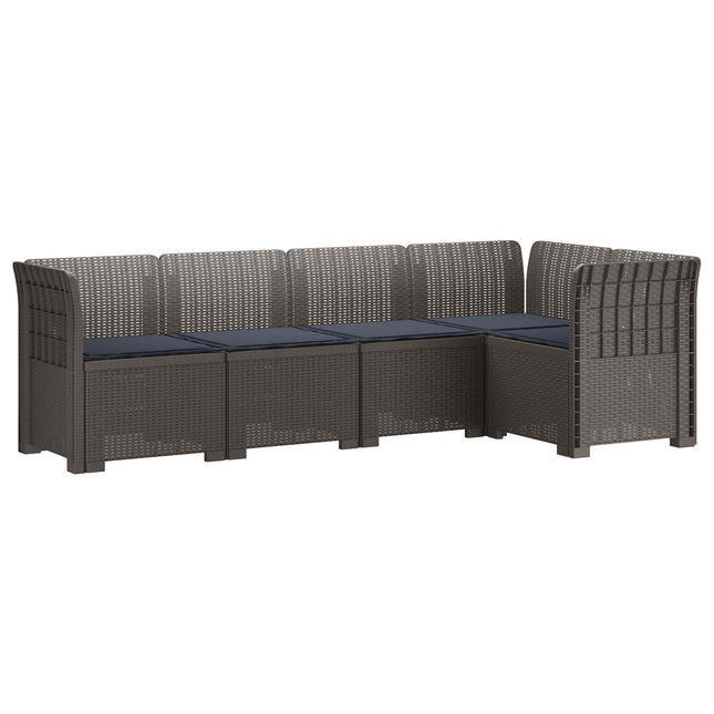 5-personers Havemøbel Sofa med Hynder Rattan Look PP Lysegrå