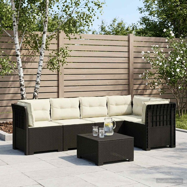 5-personers Havemøbel Sofa med Hynder Rattan Look PP Antracit