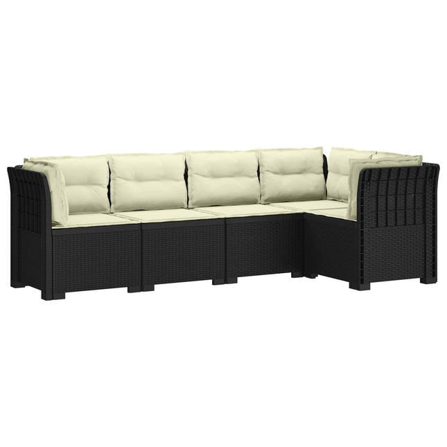 5-personers Havemøbel Sofa med Hynder Rattan Look PP Antracit