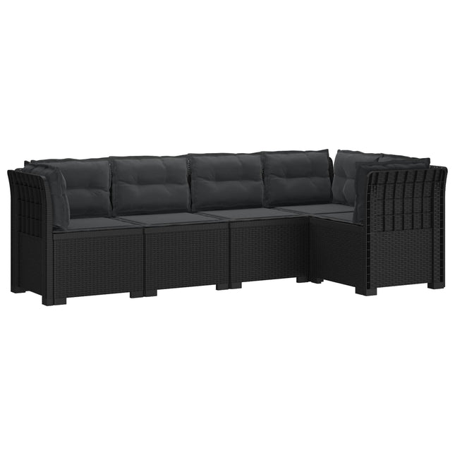 5-personers Havemøbel Sofa med Hynder Rattan Look PP Antracit
