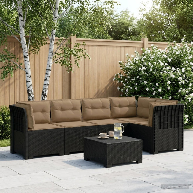 5-personers Havemøbel Sofa med Hynder Rattan Look PP Antracit