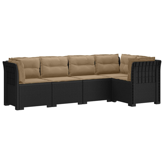 5-personers Havemøbel Sofa med Hynder Rattan Look PP Antracit