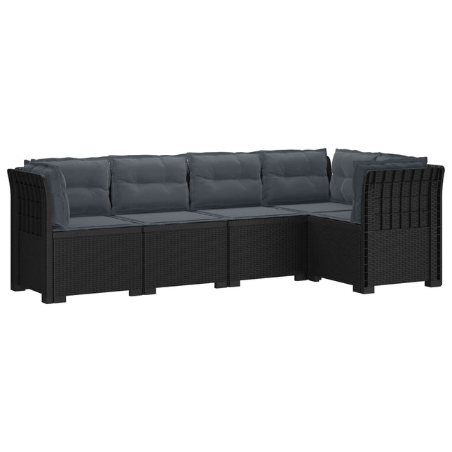 5-personers Havemøbel Sofa med Hynder Rattan Look PP Antracit