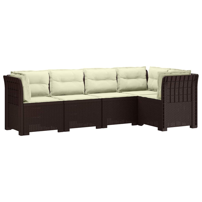 5-personers Havemøbel Sofa med Hynder Rattan Look PP Brun
