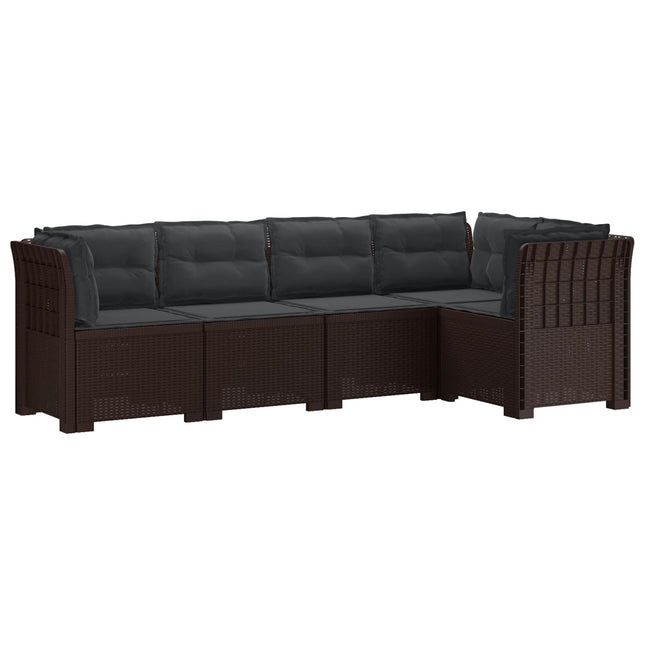 5-personers Havemøbel Sofa med Hynder Rattan Look PP Brun