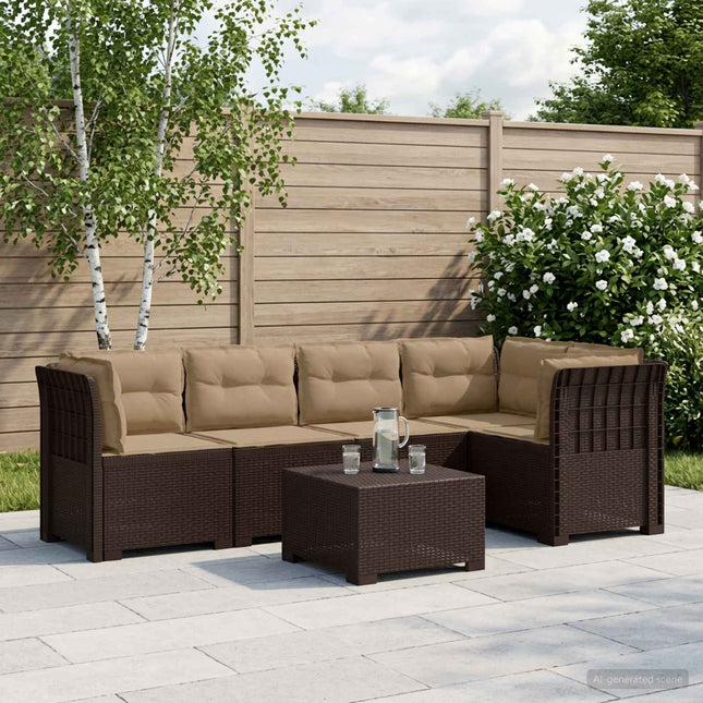 5-personers Havemøbel Sofa med Hynder Rattan Look PP Brun
