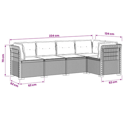 5-personers Havemøbel Sofa med Hynder Rattan Look PP Brun