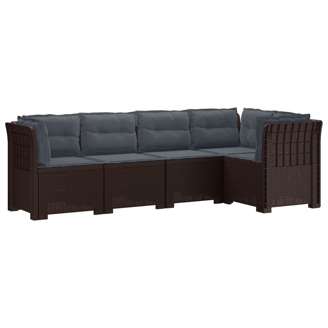5-personers Havemøbel Sofa med Hynder Rattan Look PP Brun