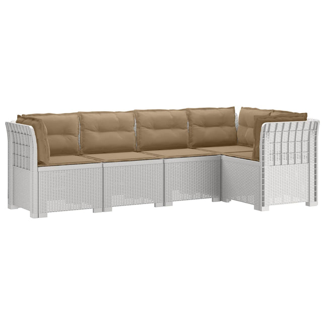 5-personers Havemøbel Sofa med Hynder Rattan Look PP Hvid