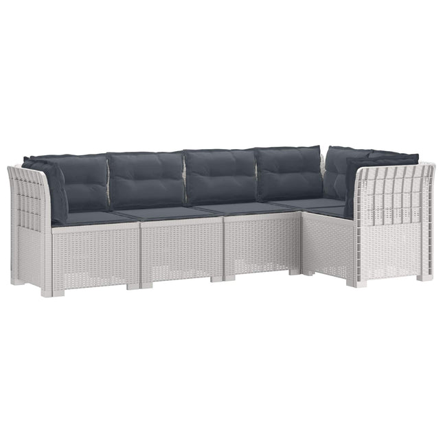 5-personers Havemøbel Sofa med Hynder Rattan Look PP Hvid