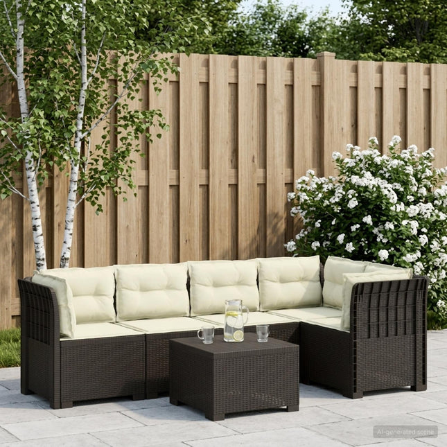 5-personers Havemøbel Sofa med Hynder Rattan Look PP Lysegrå