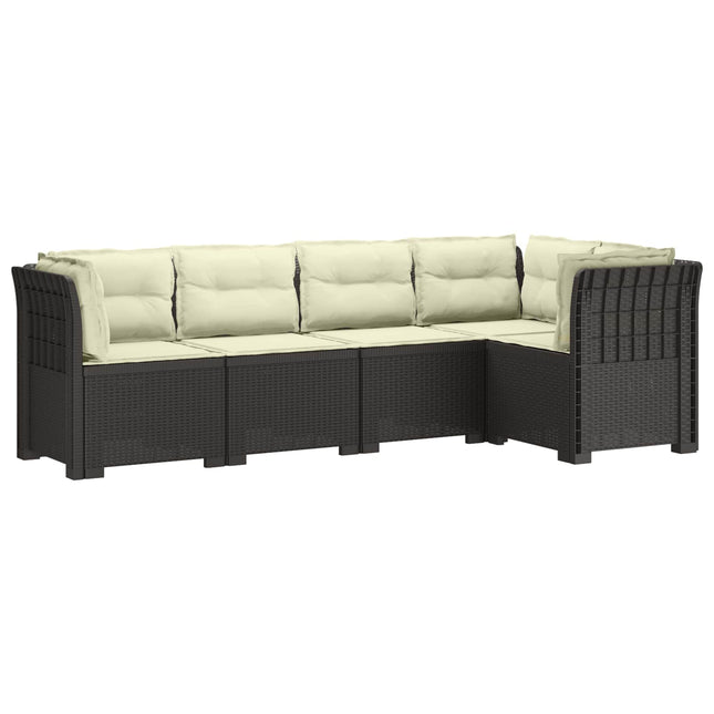 5-personers Havemøbel Sofa med Hynder Rattan Look PP Lysegrå