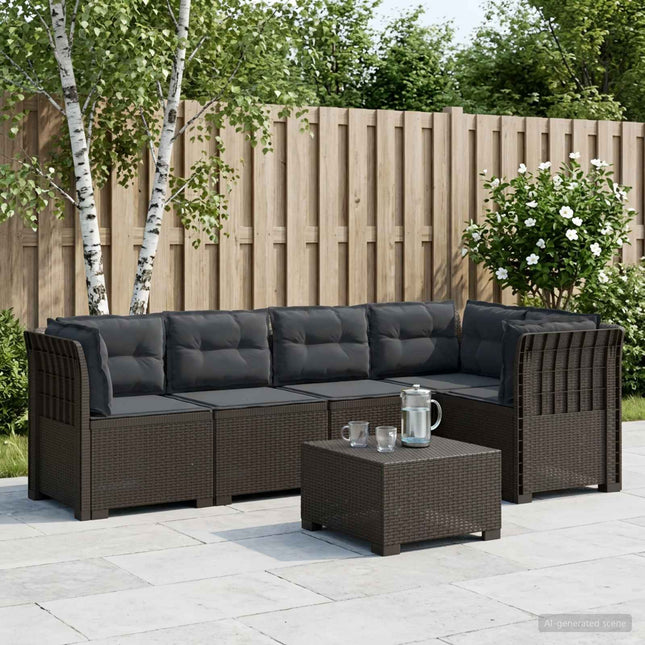 5-personers Havemøbel Sofa med Hynder Rattan Look PP Lysegrå