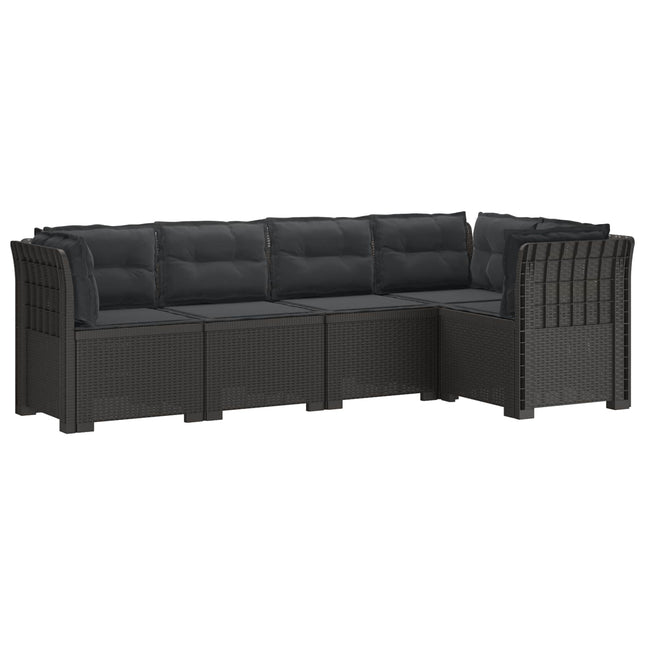 5-personers Havemøbel Sofa med Hynder Rattan Look PP Lysegrå