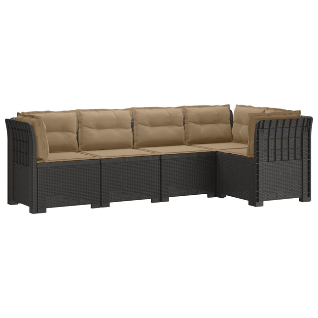 5-personers Havemøbel Sofa med Hynder Rattan Look PP Lysegrå