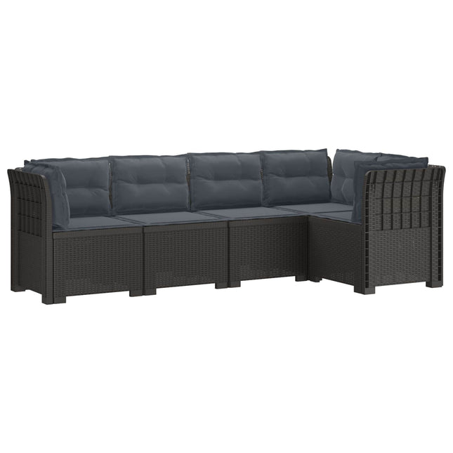 5-personers Havemøbel Sofa med Hynder Rattan Look PP Lysegrå