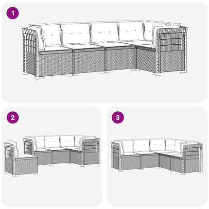 5-personers Havemøbel Sofa med Hynder Rattan Look PP Lysegrå