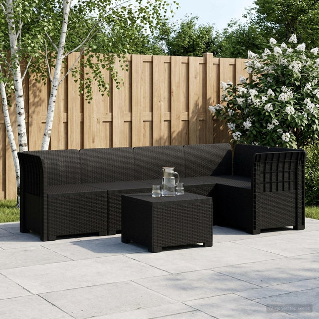 5-personers Havemøbel Sofa Rattan Look PP Antracit