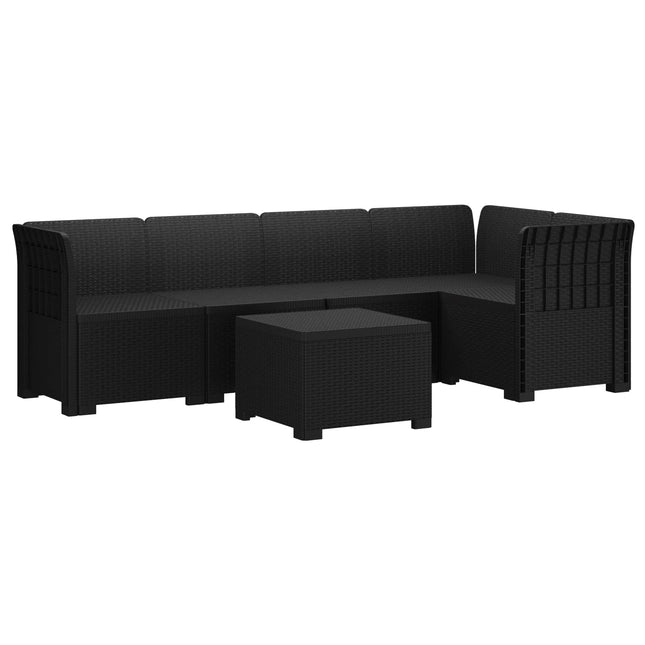 5-personers Havemøbel Sofa Rattan Look PP Antracit
