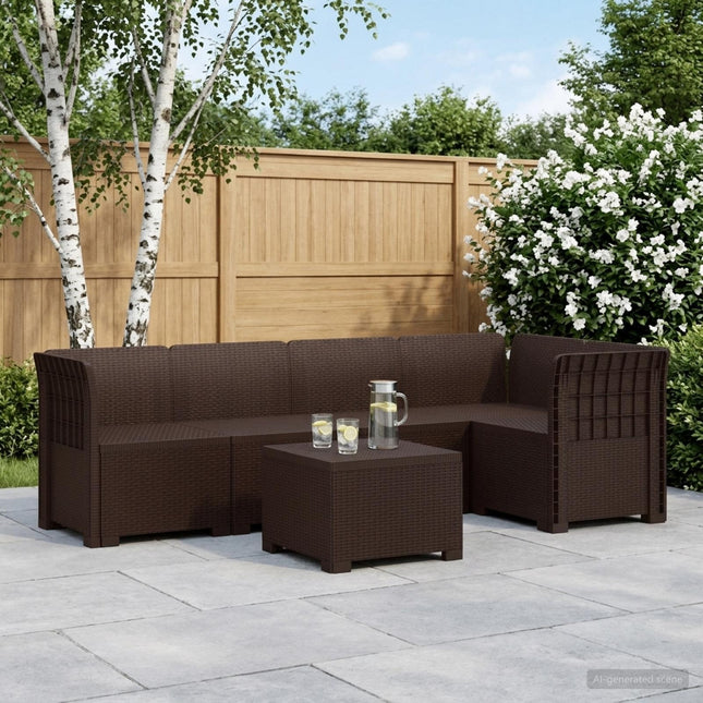 5-personers Havemøbel Sofa Rattan Look PP Brun