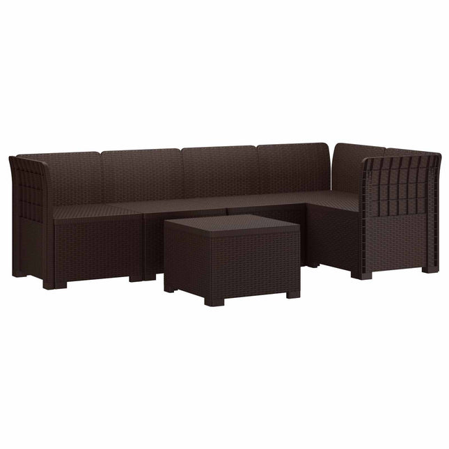 5-personers Havemøbel Sofa Rattan Look PP Brun