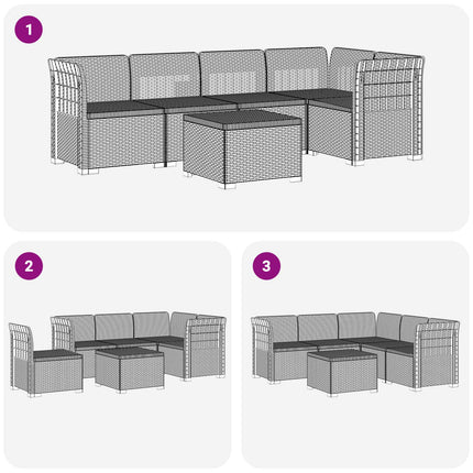 5-personers Havemøbel Sofa Rattan Look PP Brun