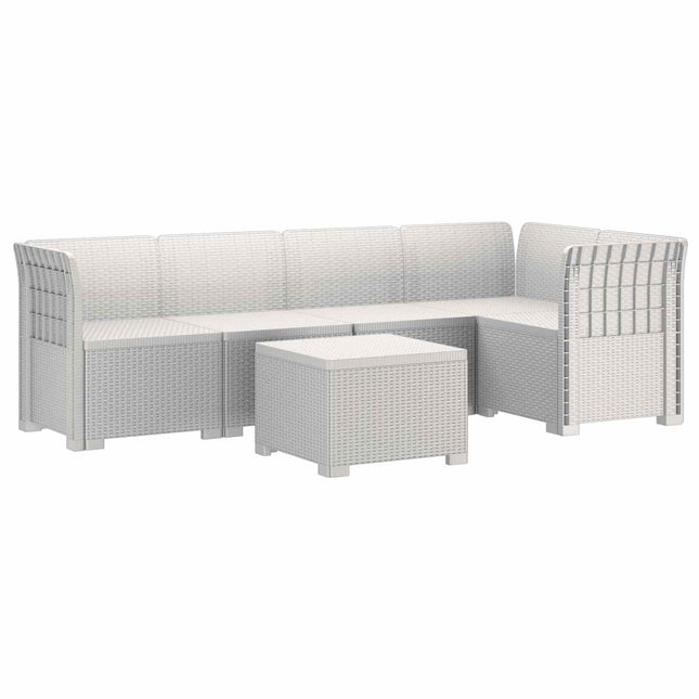 5-personers Havemøbel Sofa Rattan Look PP Hvid