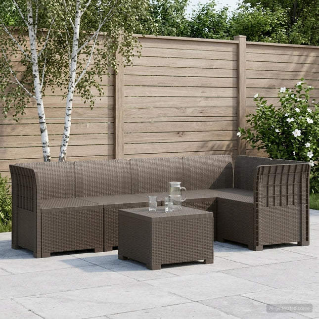 5-personers Havemøbel Sofa Rattan Look PP Lysegrå