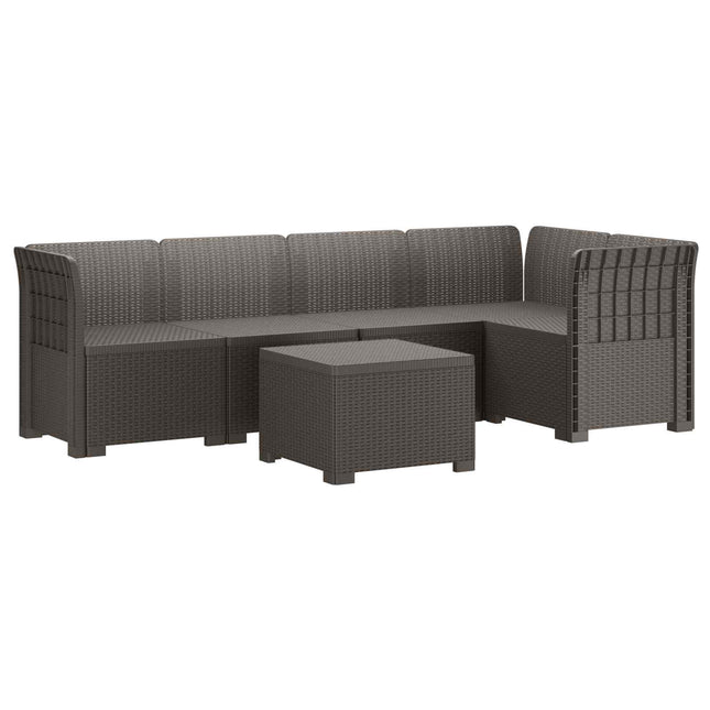 5-personers Havemøbel Sofa Rattan Look PP Lysegrå