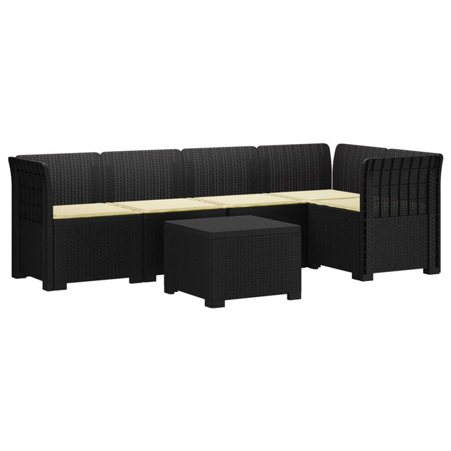 5-personers Havemøbel Sofa med Hynder Rattan Look PP Antracit