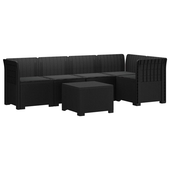 5-personers Havemøbel Sofa med Hynder Rattan Look PP Antracit