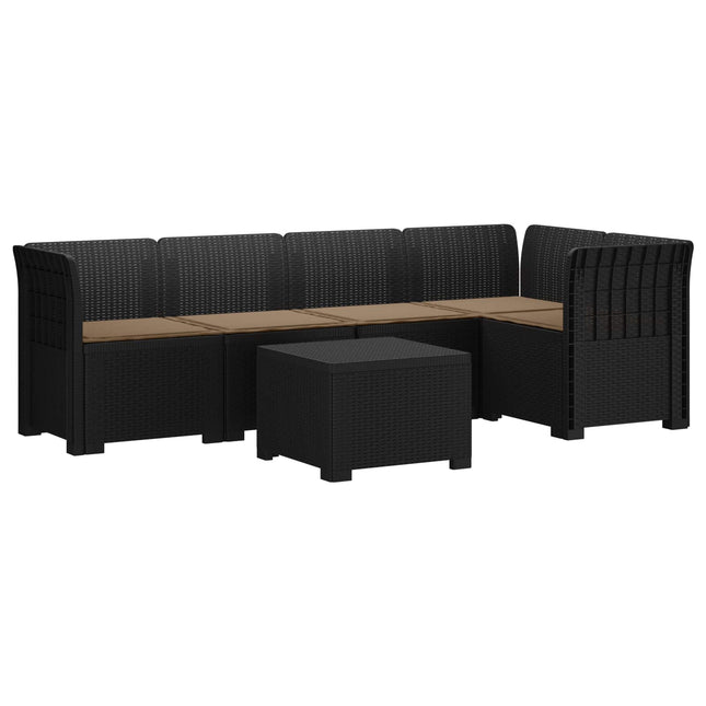 5-personers Havemøbel Sofa med Hynder Rattan Look PP Antracit
