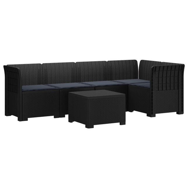 5-personers Havemøbel Sofa med Hynder Rattan Look PP Antracit
