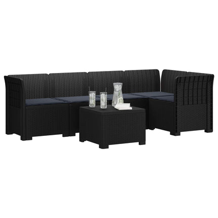 5-personers Havemøbel Sofa med Hynder Rattan Look PP Antracit