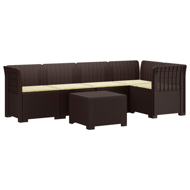 5-personers Havemøbel Sofa med Hynder Rattan Look PP Brun