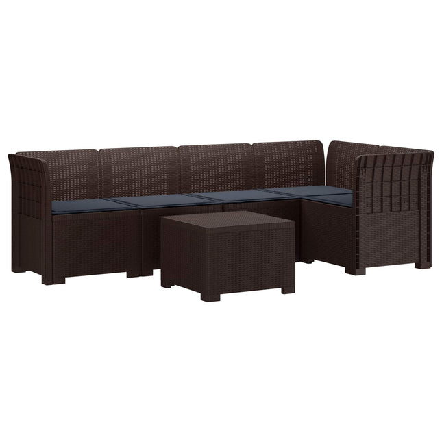 5-personers Havemøbel Sofa med Hynder Rattan Look PP Brun