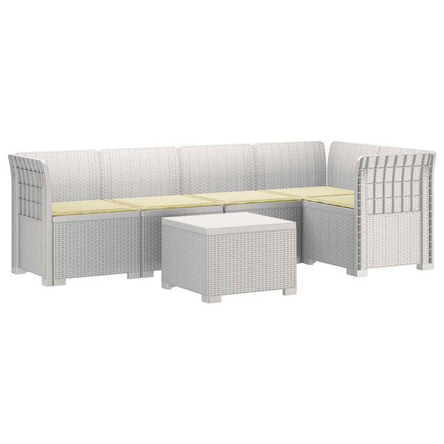 5-personers Havemøbel Sofa med Hynder Rattan Look PP Hvid