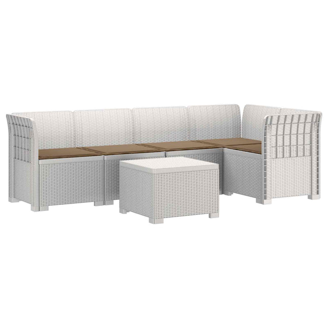 5-personers Havemøbel Sofa med Hynder Rattan Look PP Hvid